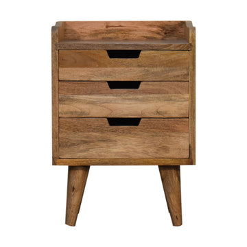 Oak-ish Small Gallery Back Bedside Table