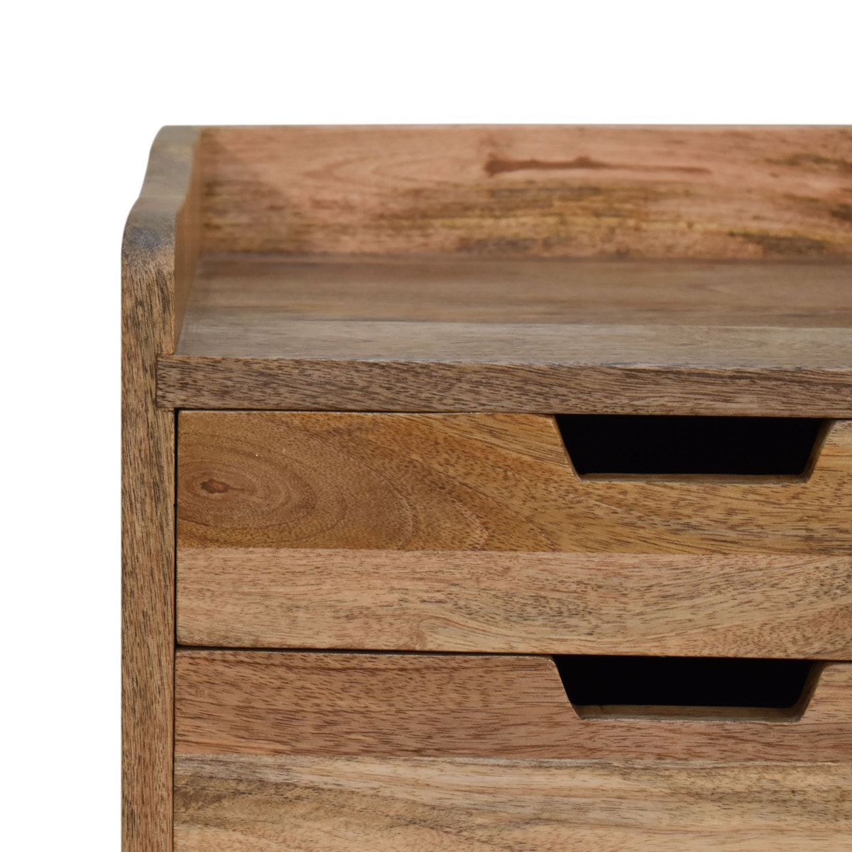 Oak-ish Small Gallery Back Bedside Table