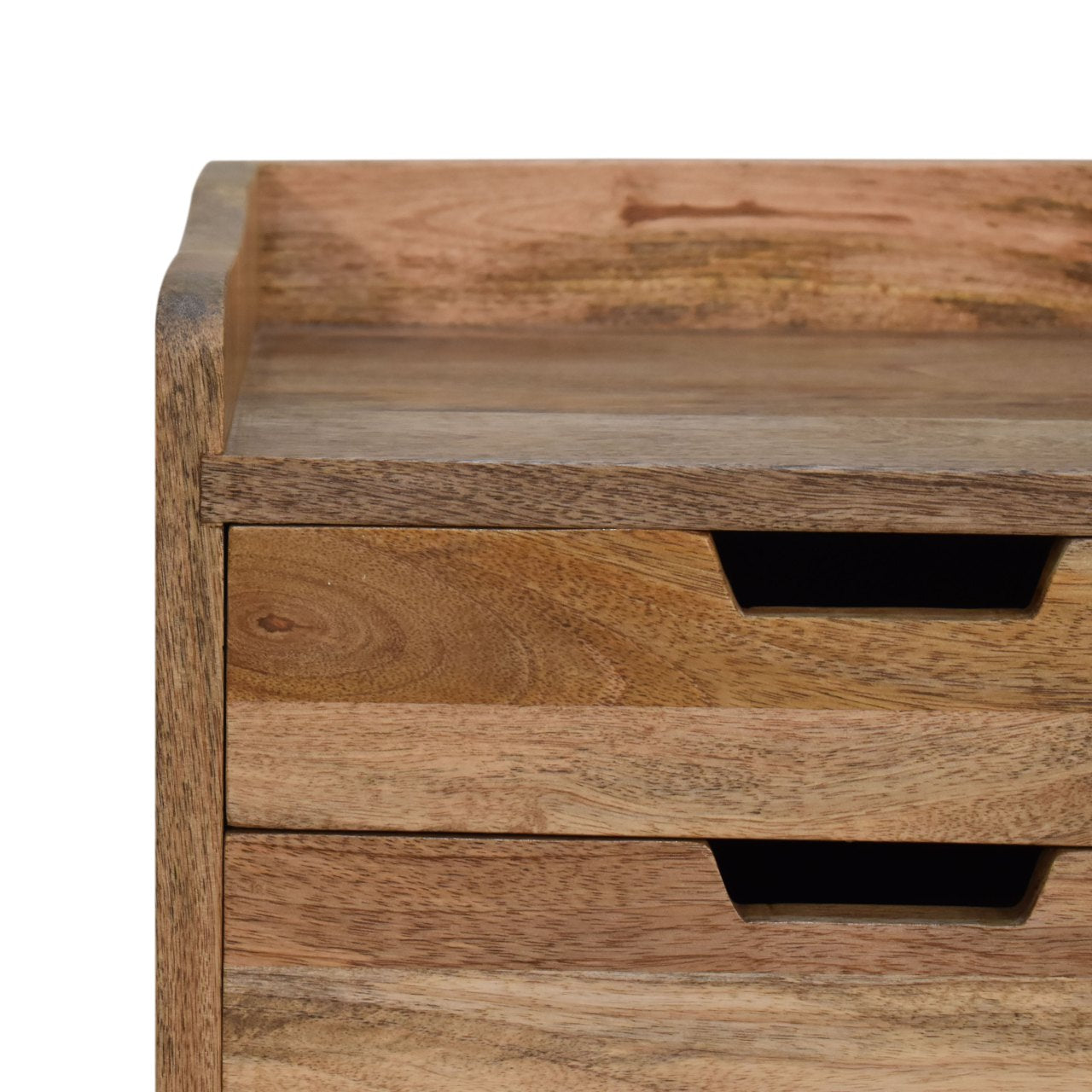 Oak-ish Small Gallery Back Bedside Table