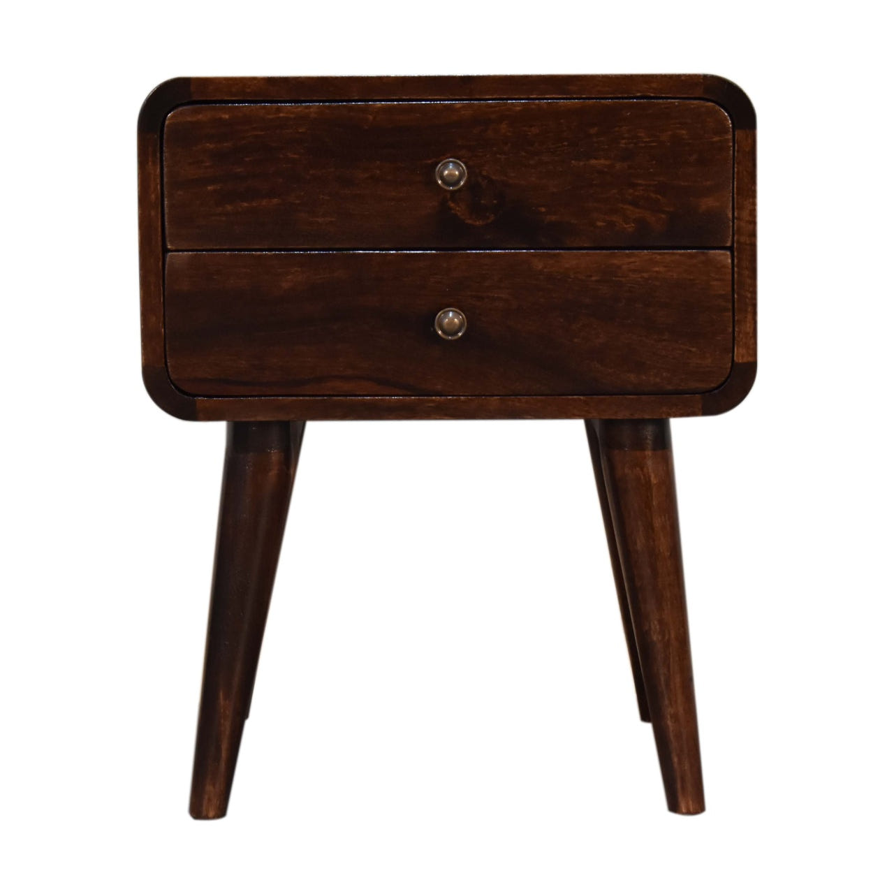 Curved Dark Walnut Bedside Table