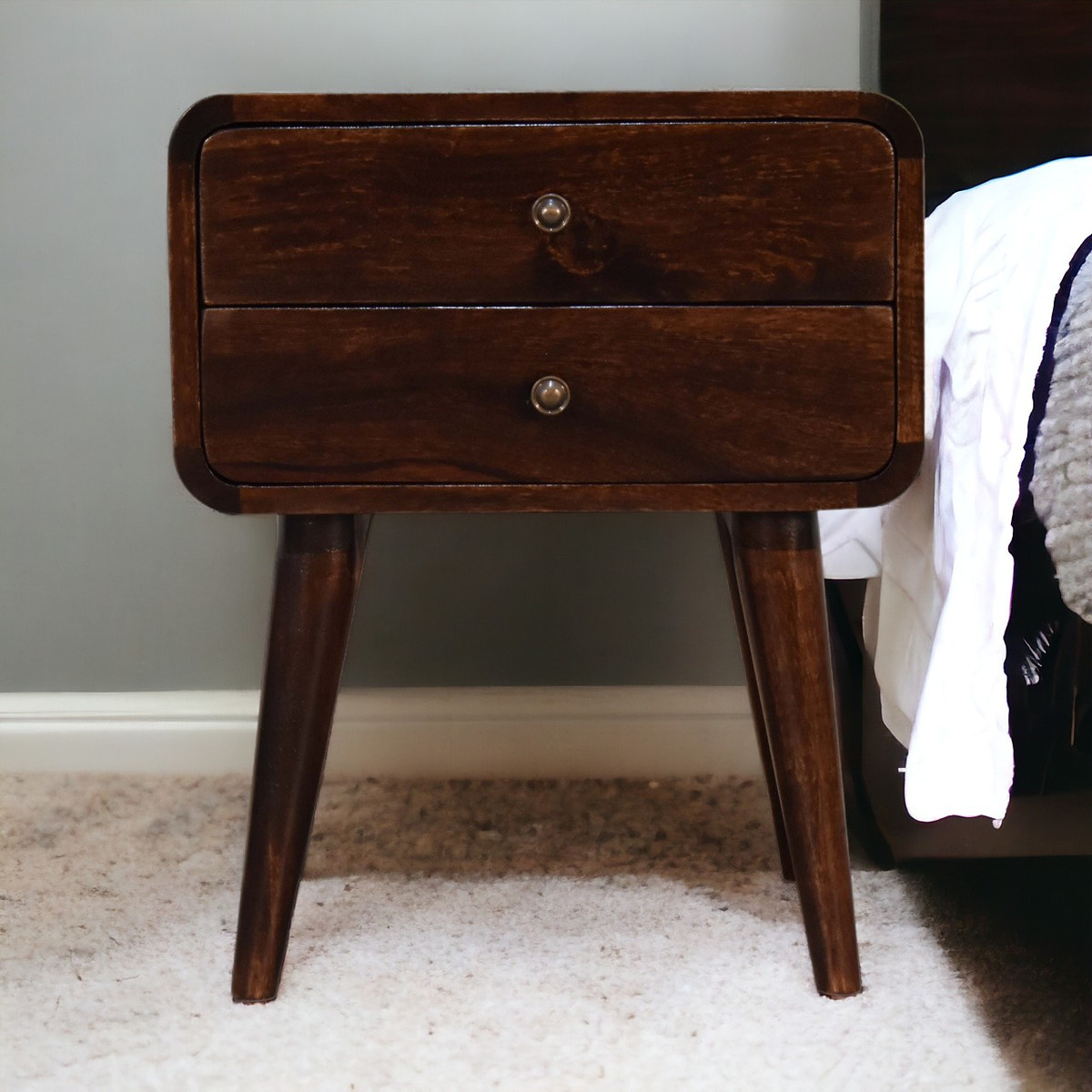 Curved Walnut Bedside