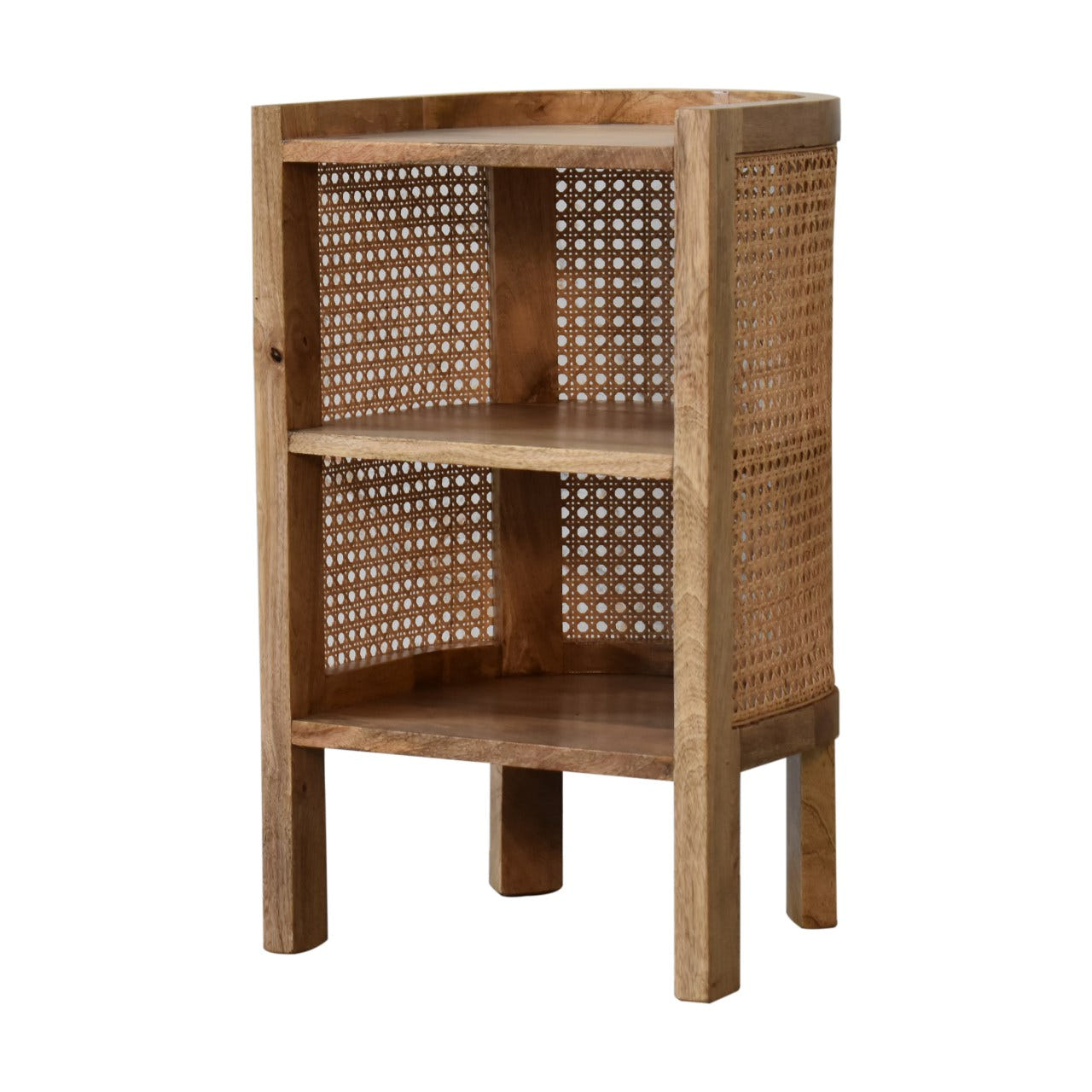 Larissa Open Mini Bedside Table | Oak-Ish Mango Wood Open Shelf