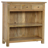 Country Style Low Bookcase Chest of Drawers | Oak Solid Mango Wood