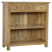 Country Style Low Bookcase Chest of Drawers | Oak Solid Mango Wood