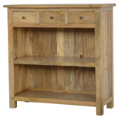 Country Style Low Bookcase Chest of Drawers | Oak Solid Mango Wood