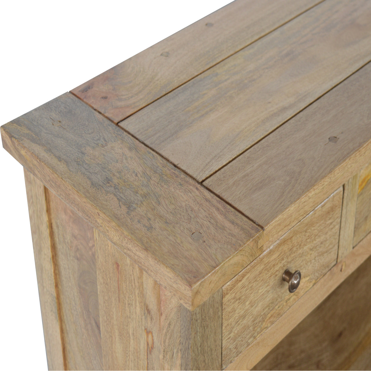 Country Style Low Bookcase Chest of Drawers | Oak Solid Mango Wood