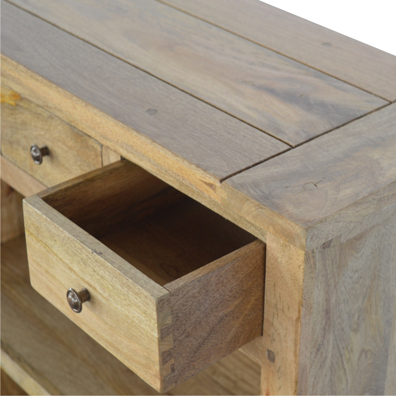 Country Style Low Bookcase Chest of Drawers | Oak Solid Mango Wood