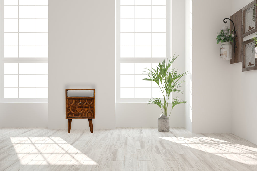 Amouri Bedside Table | Chestnut Solid Mango Wood