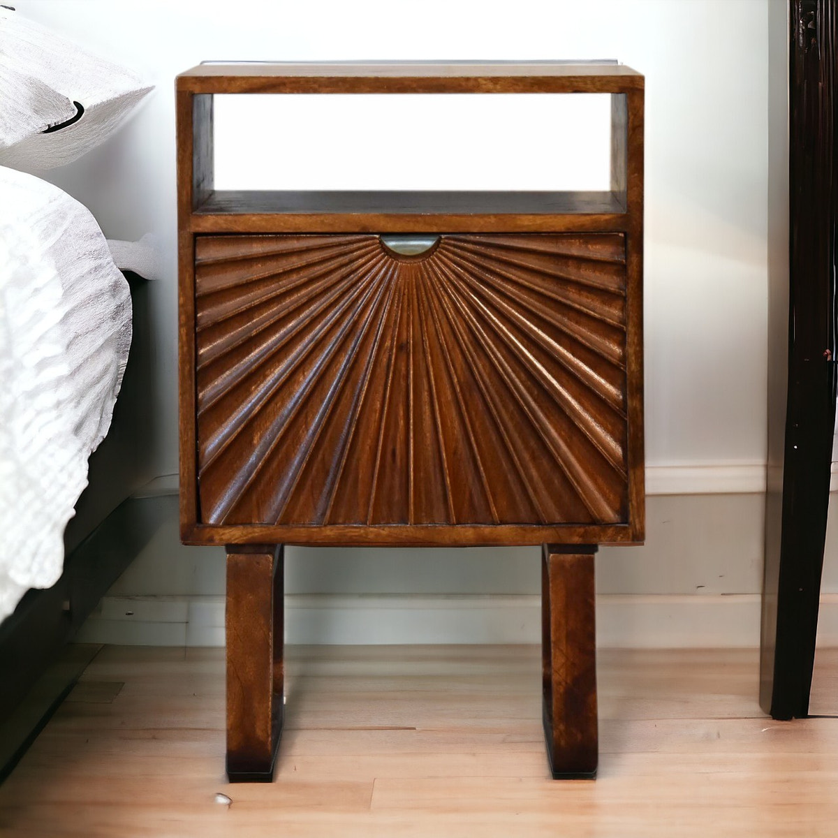 Drew Bedside Table | Chestnut Solid Mango Wood