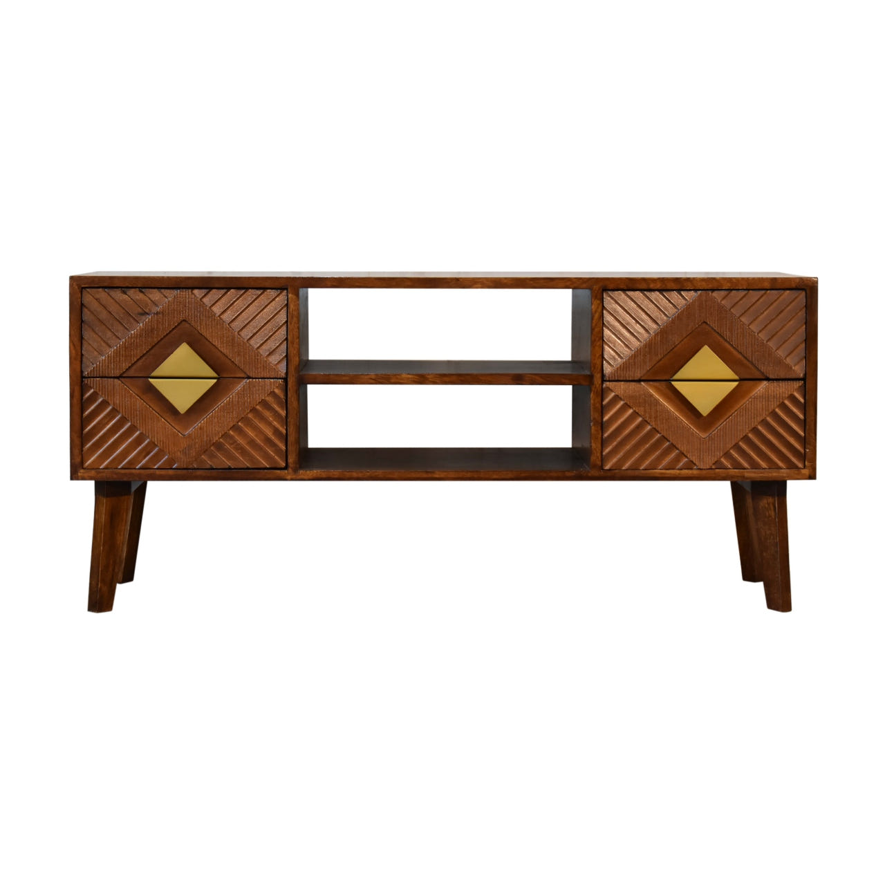 Alma TV Media Unit | Chestnut Solid Mango Wood