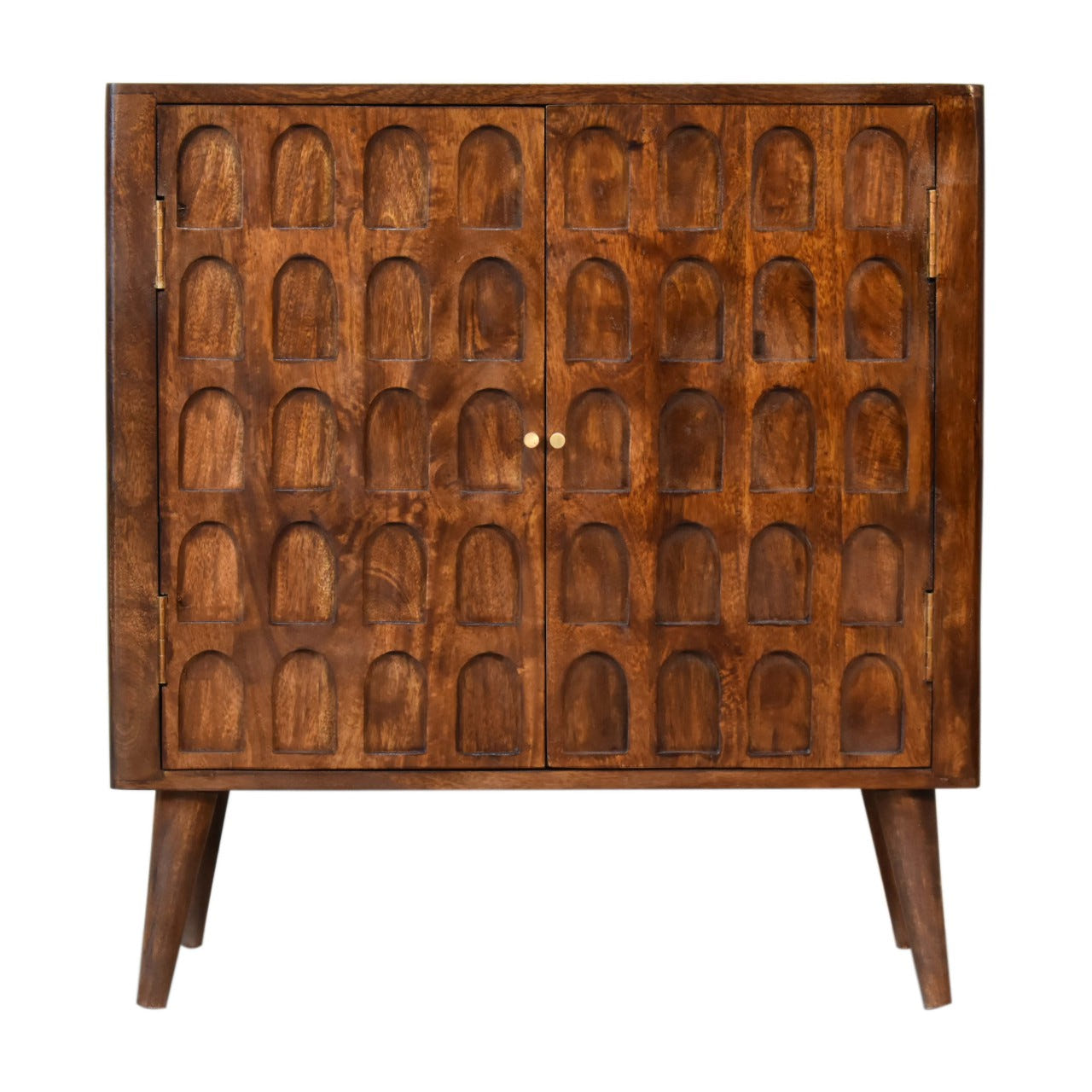 Chestnut Arch Chest of Drawers | Hand-Carved