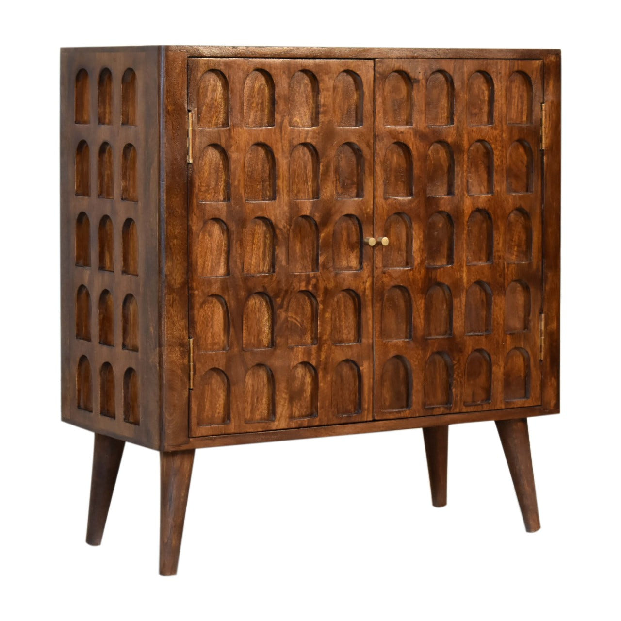 Chestnut Arch Chest of Drawers | Hand-Carved