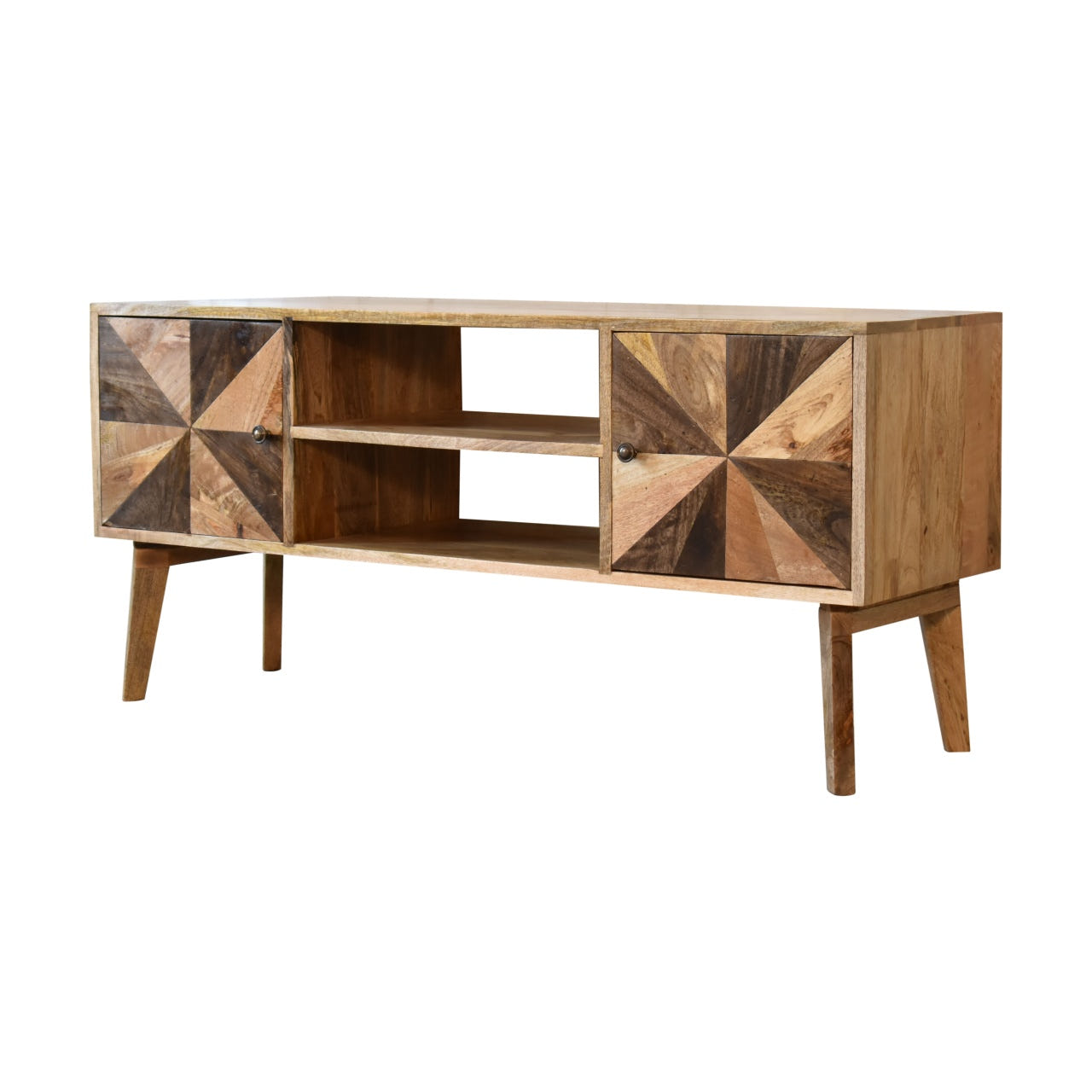 Safi TV Media Unit | Brass Solid Mango Wood
