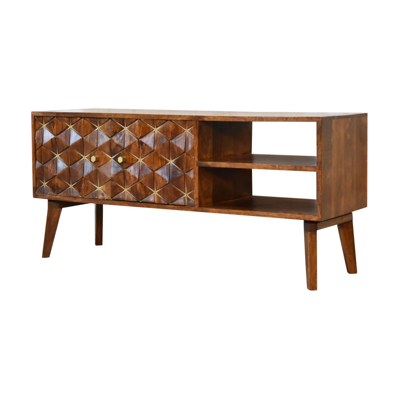 Samara TV Media Unit | Chestnut Solid Mango Wood