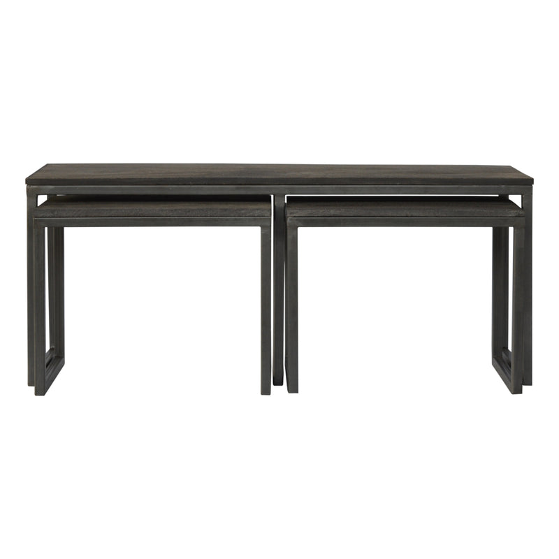 Set of 3 Iron Base Tables Accent Piece | Iron & Mango Wood