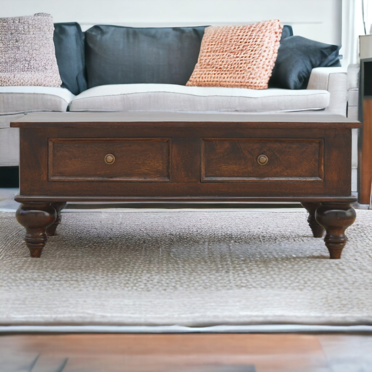 Turned 4-Drawer Coffee Table