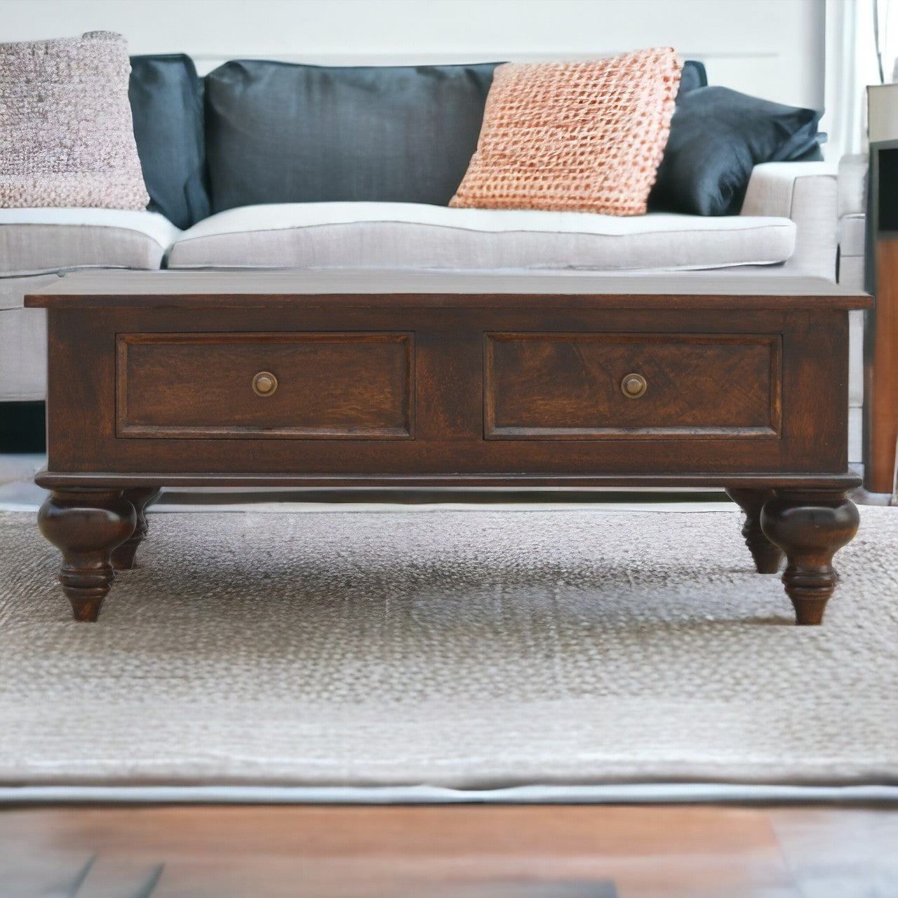 Turned 4-Drawer Coffee Table