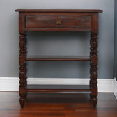Turned Occasional Table Accent Piece | Chestnut Solid Mango Wood