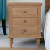 3-Drawer Mango Wood Bedside Table