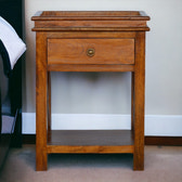 Solid Wood Criss-Cross End Table Accent Piece | Chestnut Solid Mango Wood