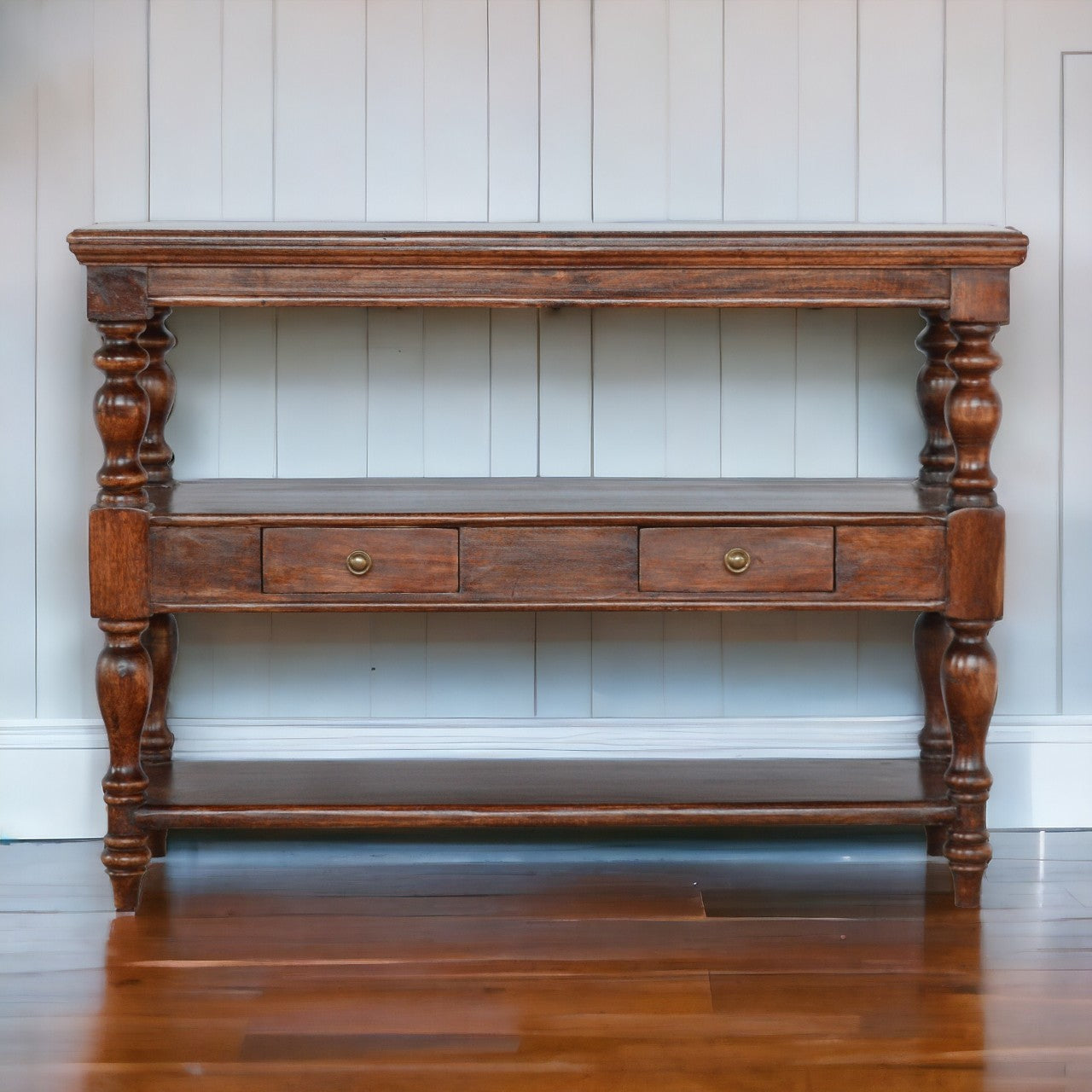 Solid Wood Turned Leg Console Table