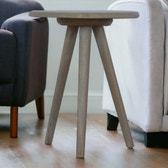 Lulu Round Tripod End Table Accent Piece | Grey Mango Wood
