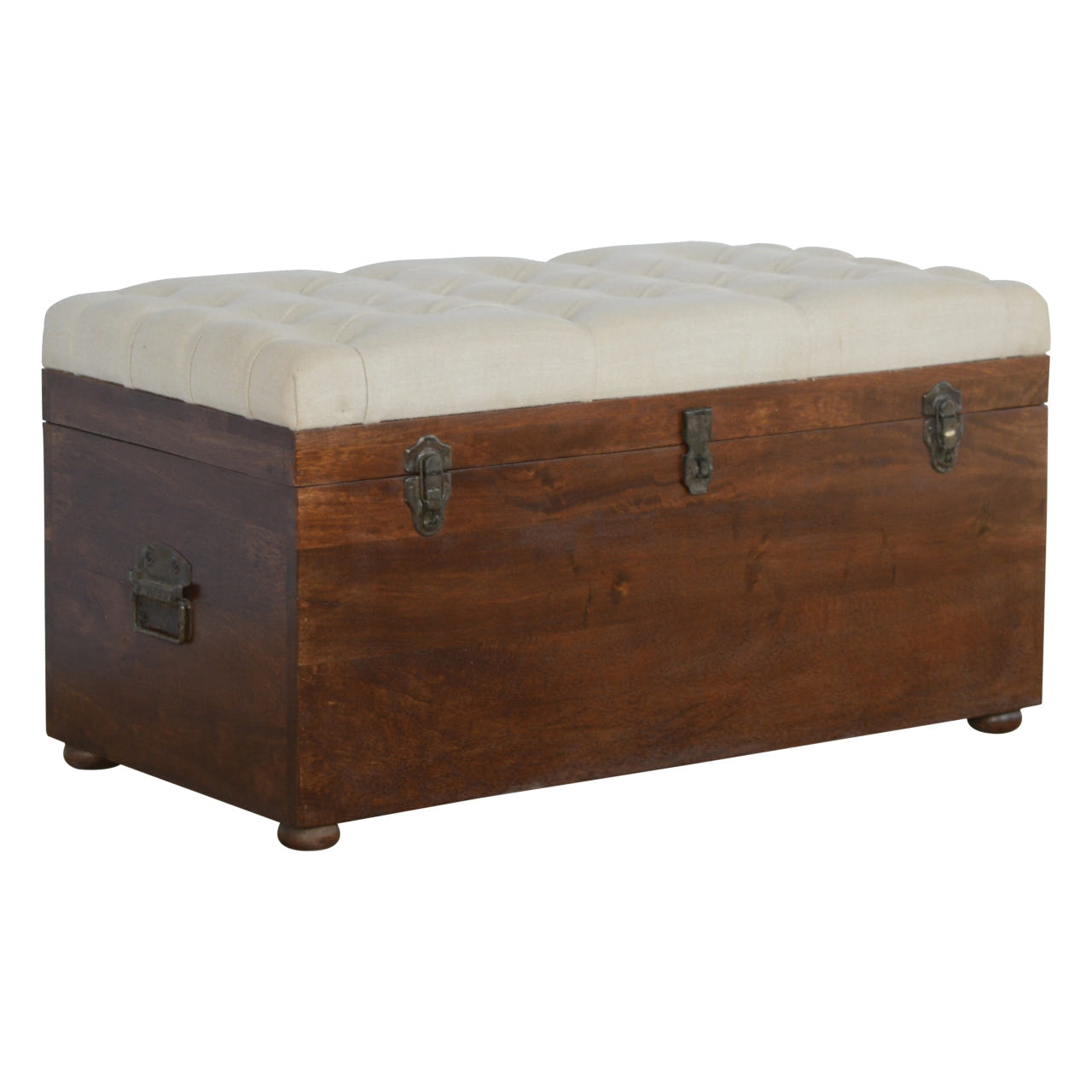White Linen Storage Trunk Storage Bench | Hidden Storage