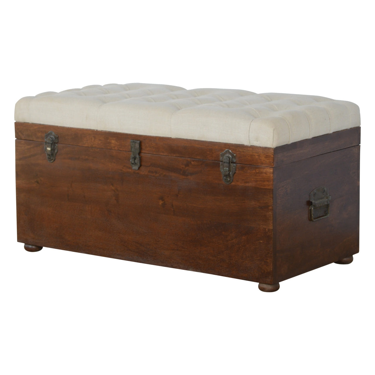 White Linen Storage Trunk Storage Bench | Hidden Storage