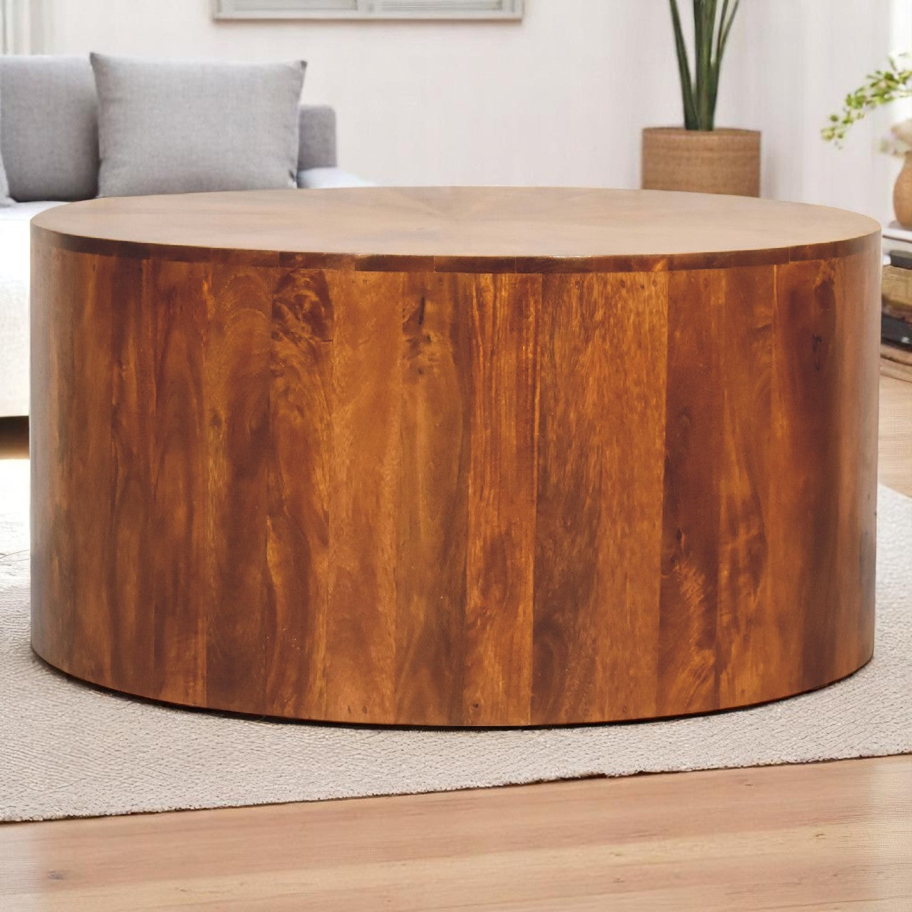 Chestnut Round Wooden Coffee Table