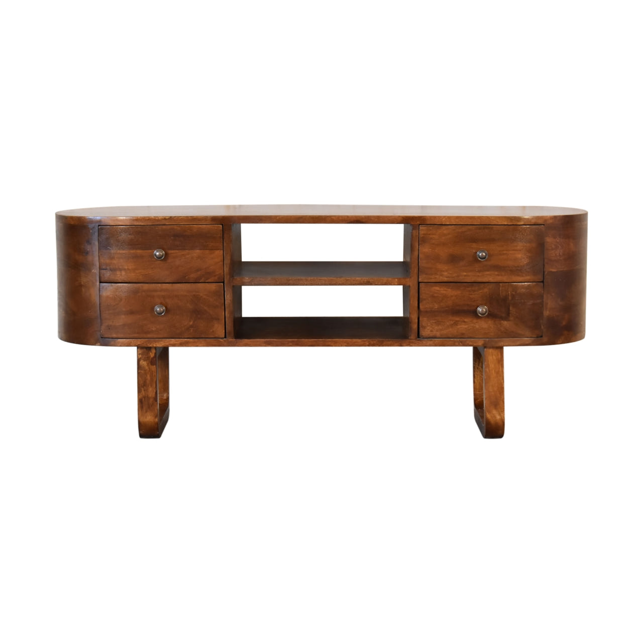 U-Shape Media TV Media Unit | Oak Solid Mango Wood