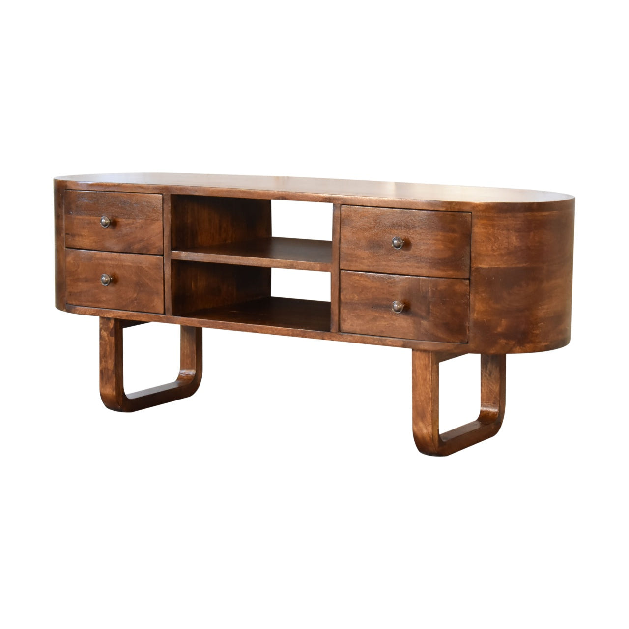 U-Shape Media TV Media Unit | Oak Solid Mango Wood