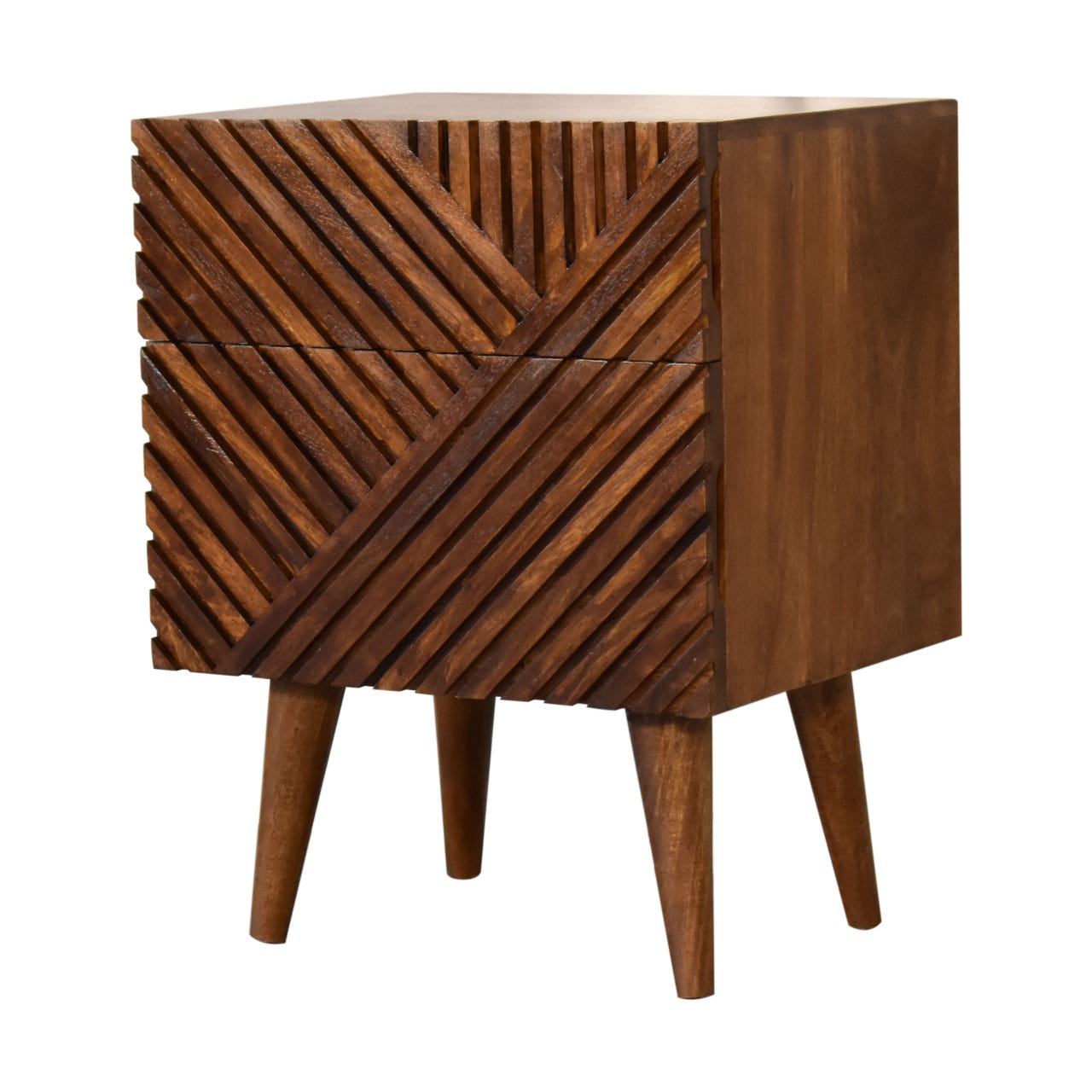 Lille 2-Drawer Chestnut Bedside Table | Oak Solid Mango Wood