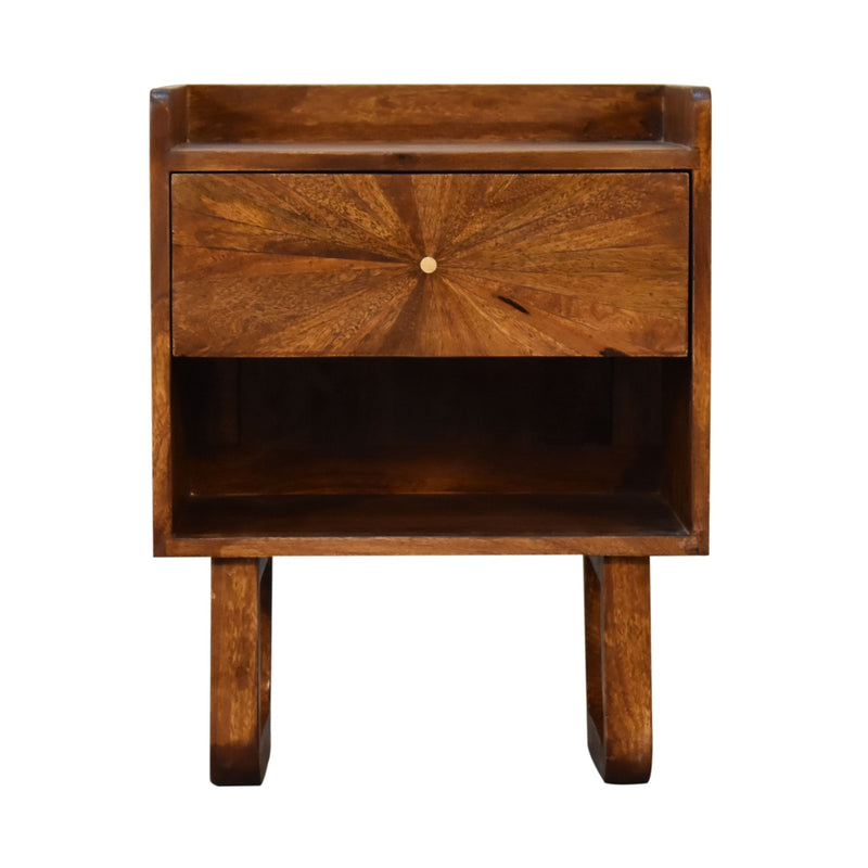 U-Chestnut Sunrise Open Bedside Table | Open Shelf