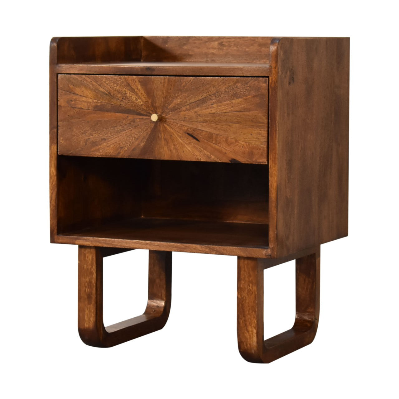 U-Chestnut Sunrise Open Bedside Table | Open Shelf