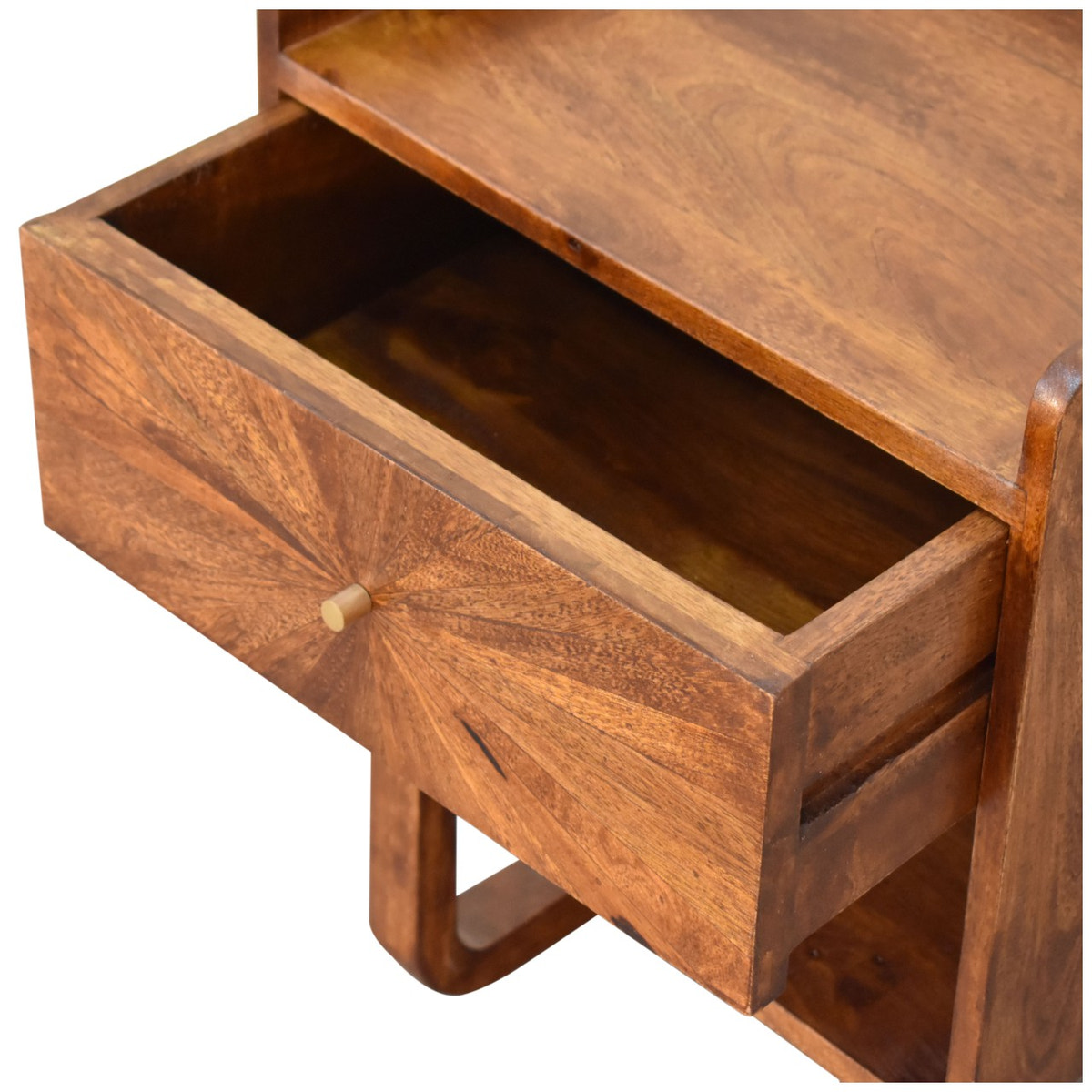 U-Chestnut Sunrise Open Bedside Table | Open Shelf