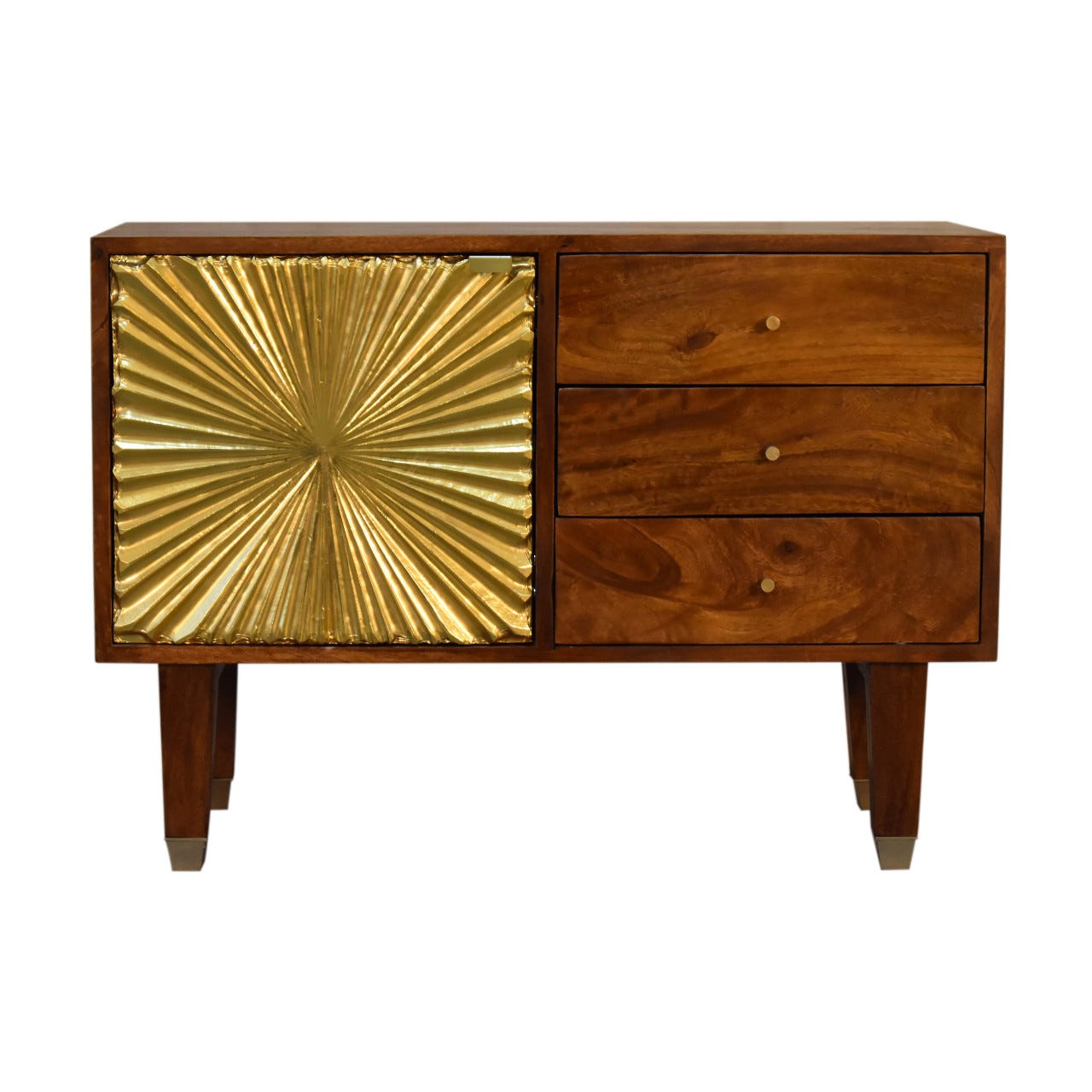 Manila Gold Tapered Sideboard Chest of Drawers | Chestnut Mango Wood