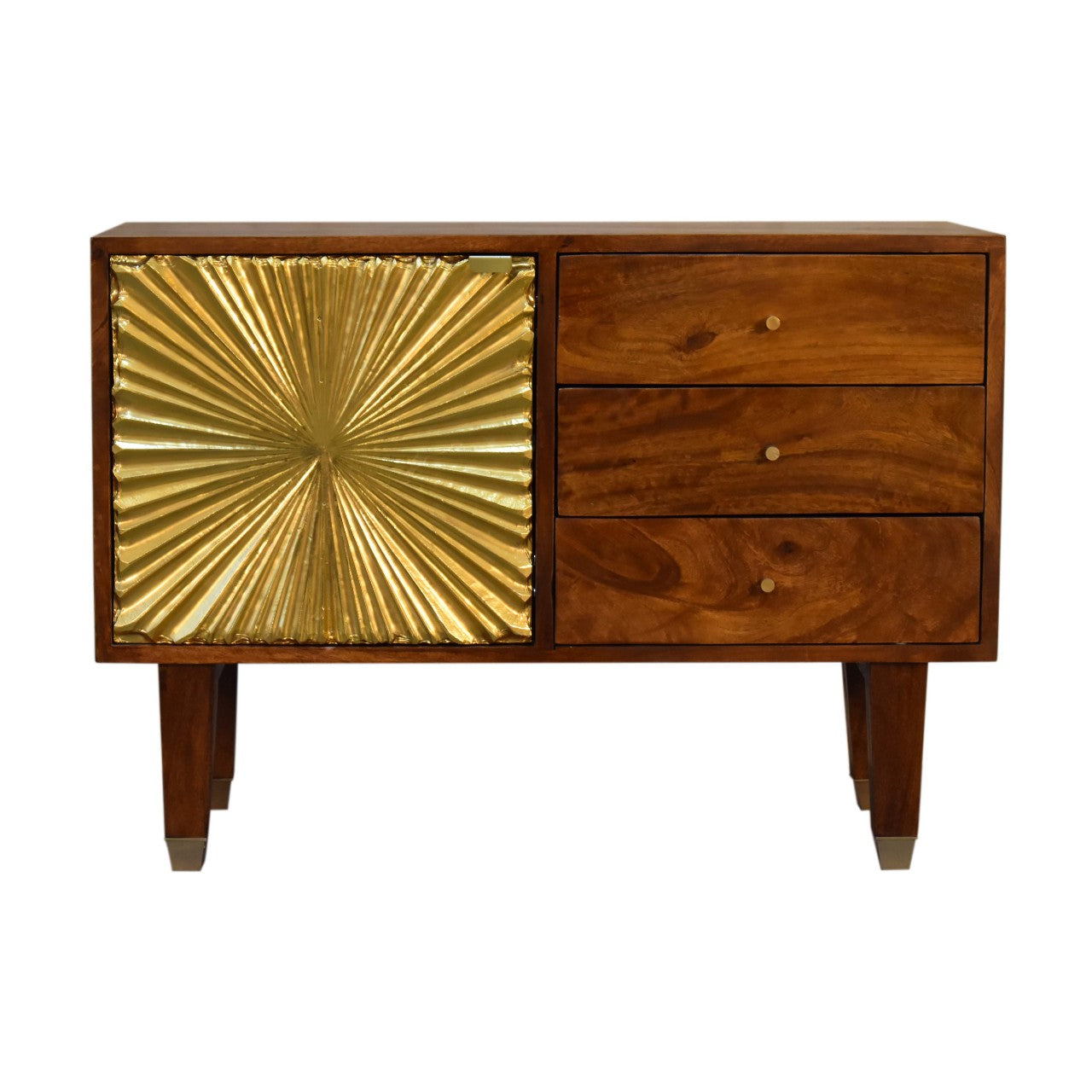 Manila Gold Tapered Sideboard Chest of Drawers | Chestnut Mango Wood