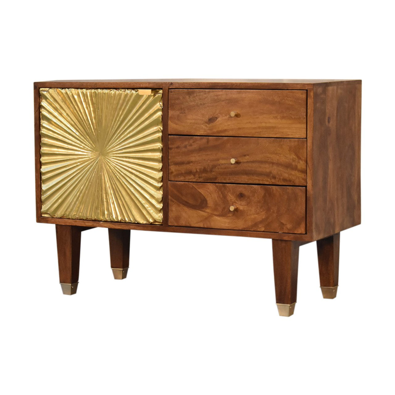 Manila Gold Tapered Sideboard Chest of Drawers | Chestnut Mango Wood