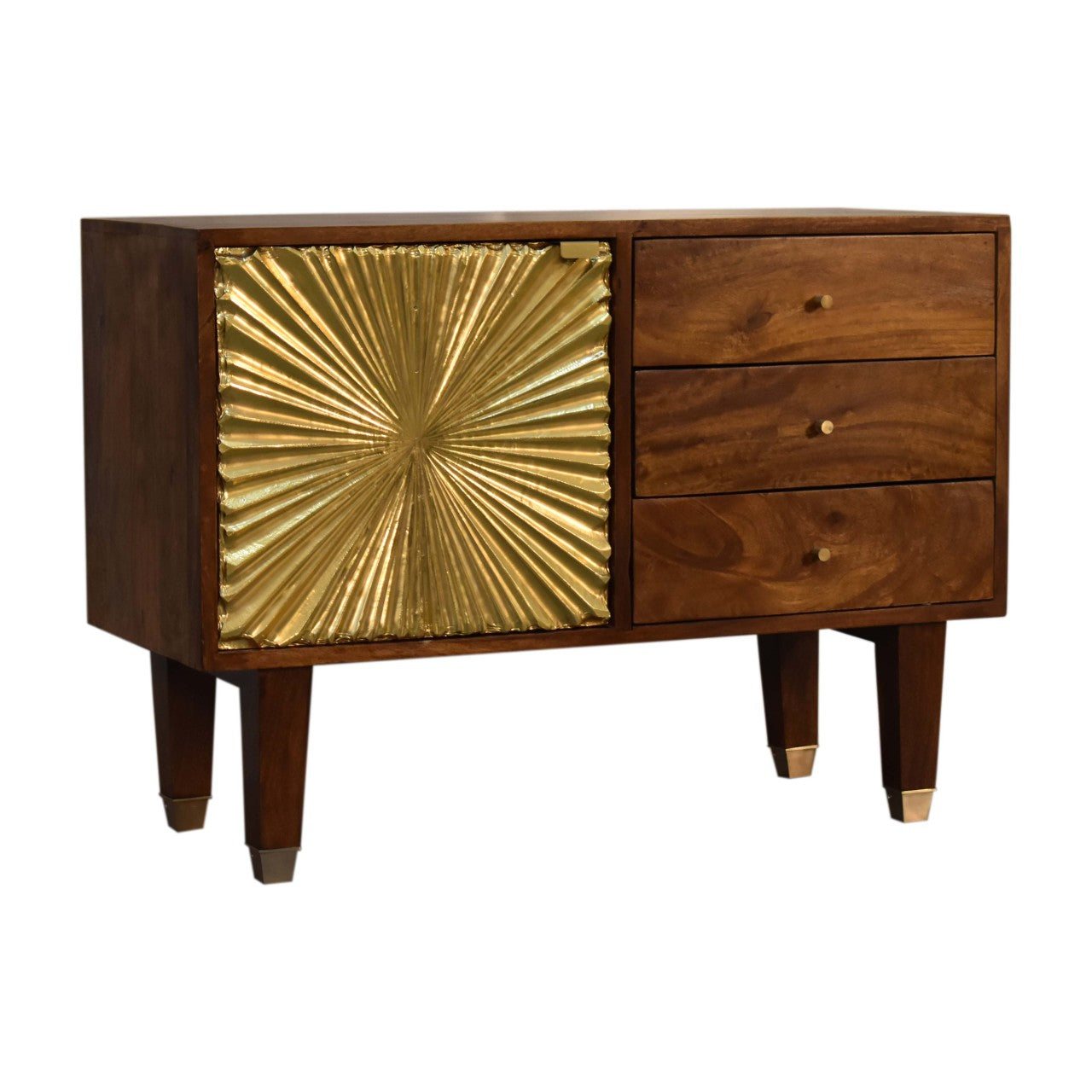 Manila Gold Tapered Sideboard Chest of Drawers | Chestnut Mango Wood