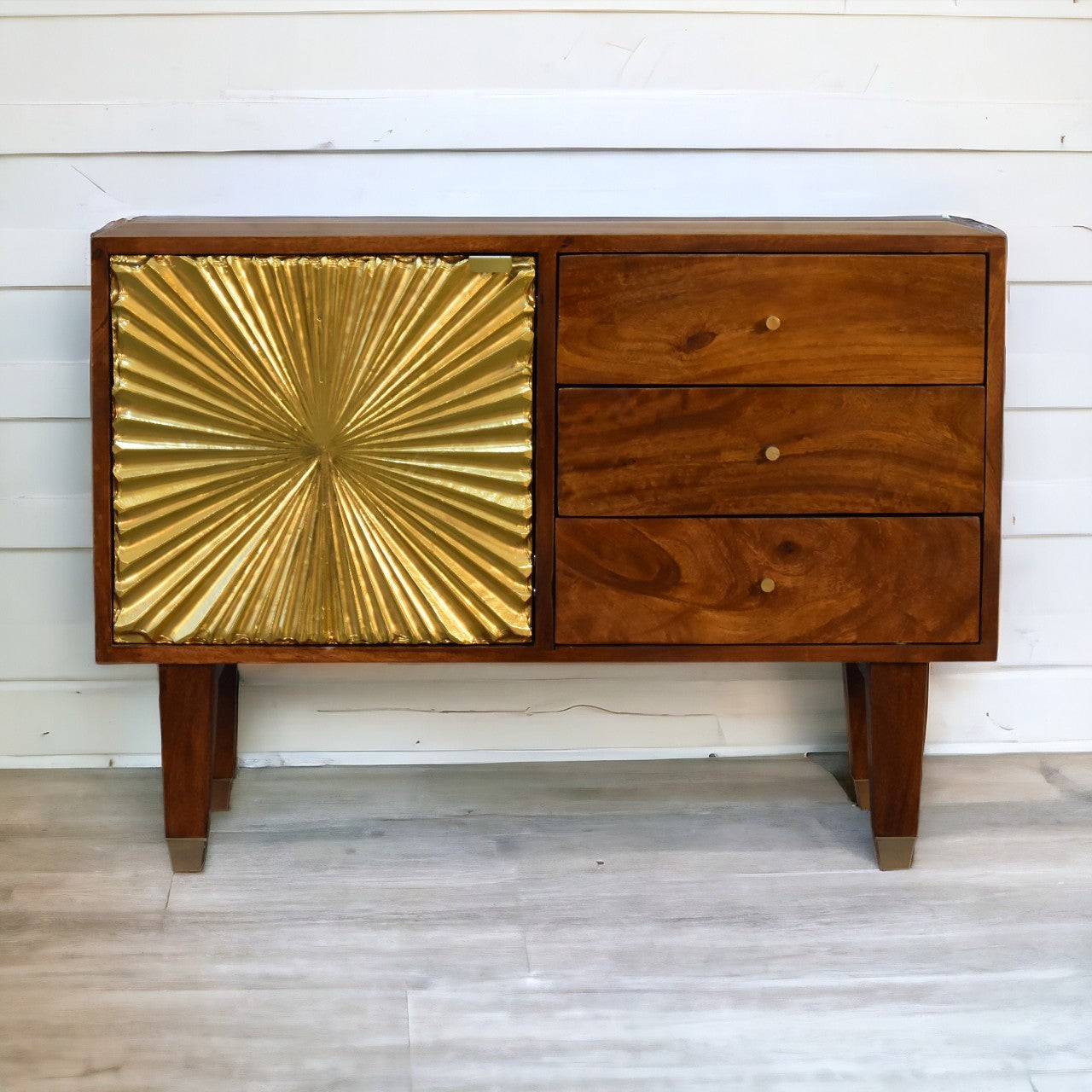 Manila Gold Tapered Sideboard Chest of Drawers | Chestnut Mango Wood