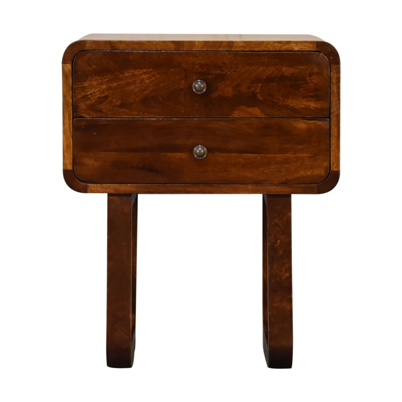 U-Curved Chestnut Bedside Table