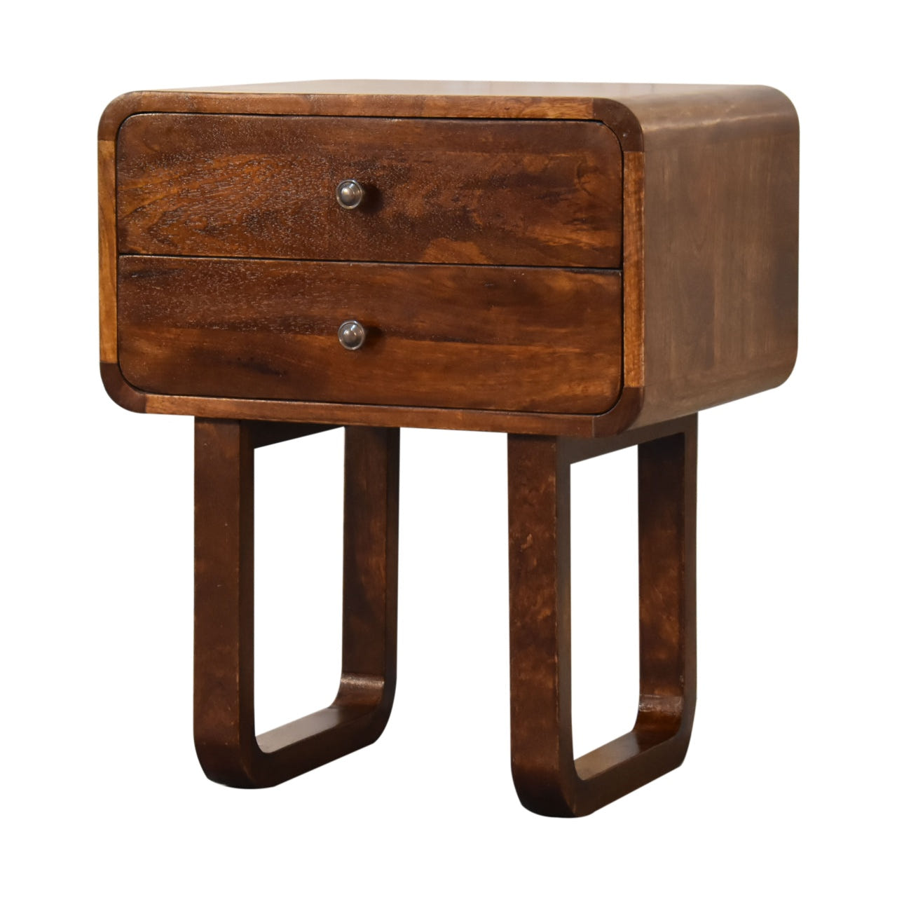 U-Curved Chestnut Bedside Table
