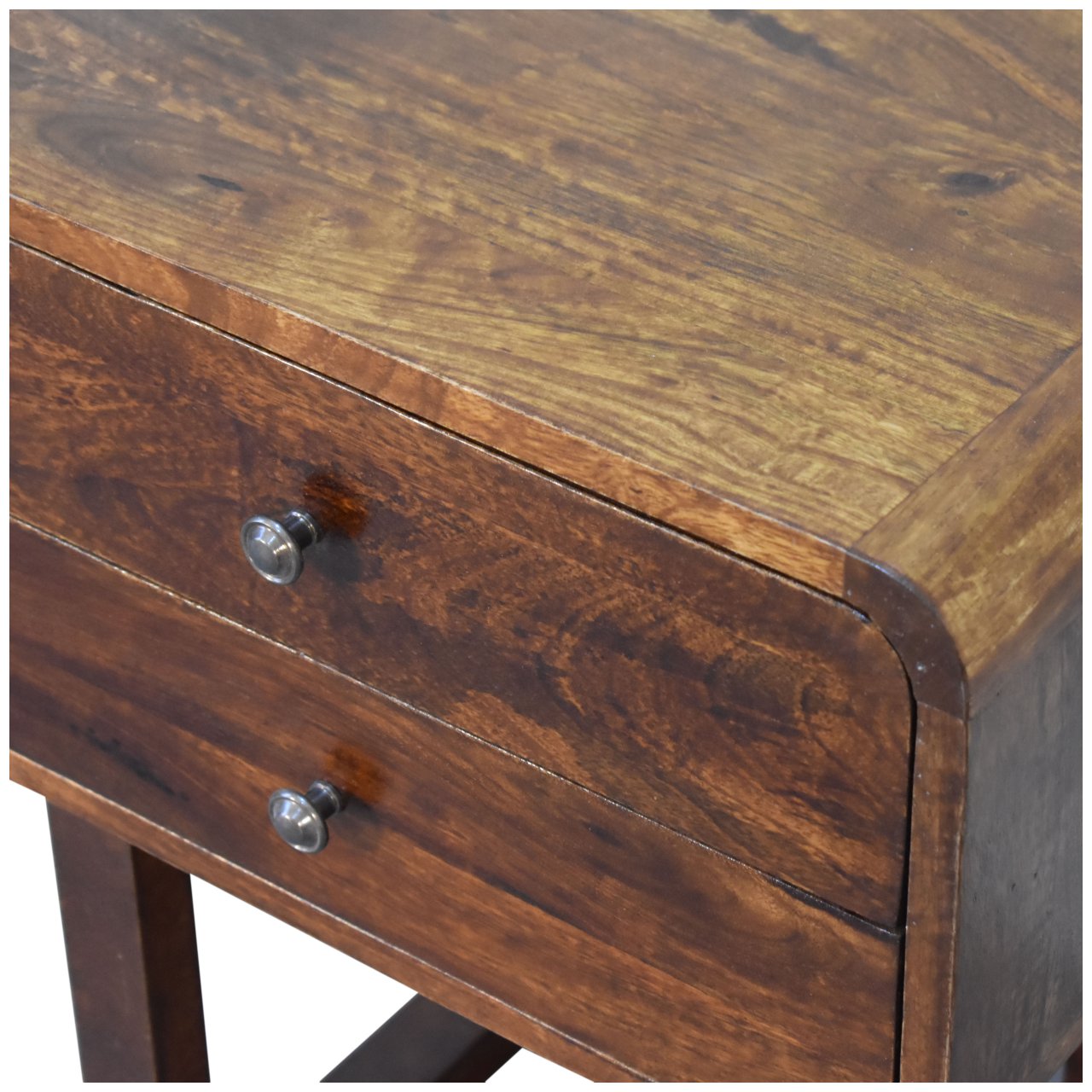 U-Curved Chestnut Bedside Table