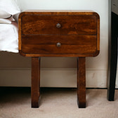 U-Curved Chestnut Bedside Table