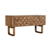 'U' Oak-ish Pineapple Bench | Hand-Carved