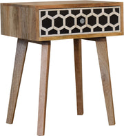 Bone Inlay Tapered Bedside Table | Oak-Ish Solid Mango Wood