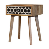 Bone Inlay Tapered Bedside Table | Oak-Ish Solid Mango Wood