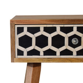 Bone Inlay Tapered Bedside Table | Oak-Ish Solid Mango Wood