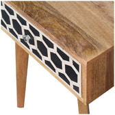 Bone Inlay Tapered Bedside Table | Oak-Ish Solid Mango Wood