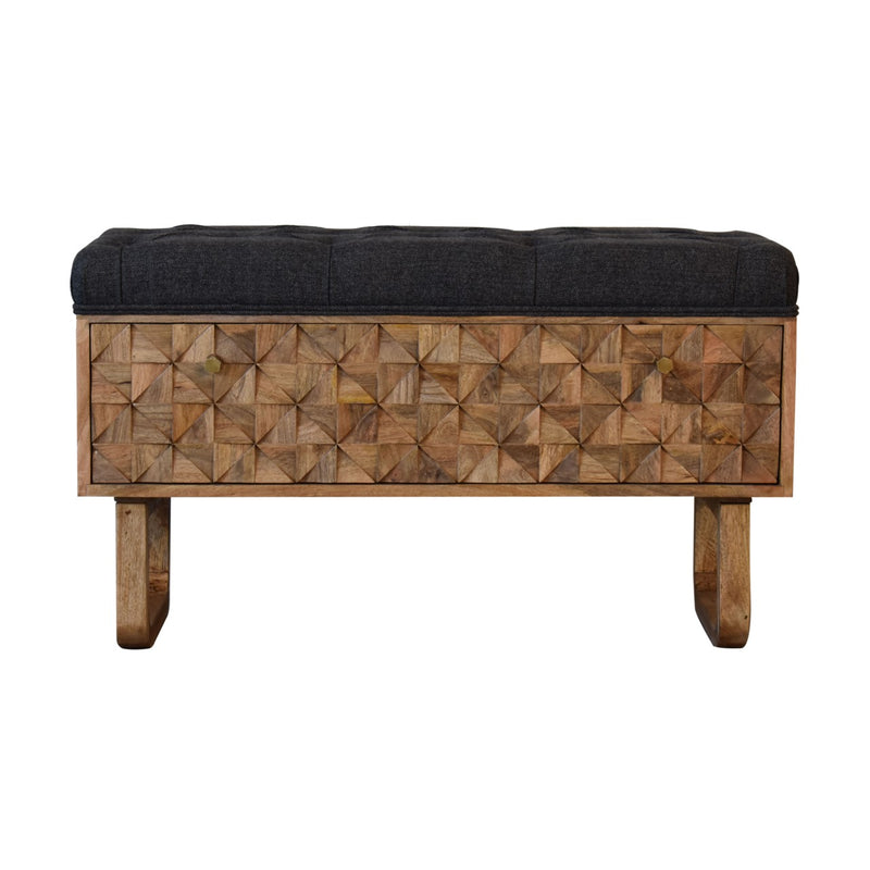 'U' Black Tweed Diamond Bench | Oak-Ish